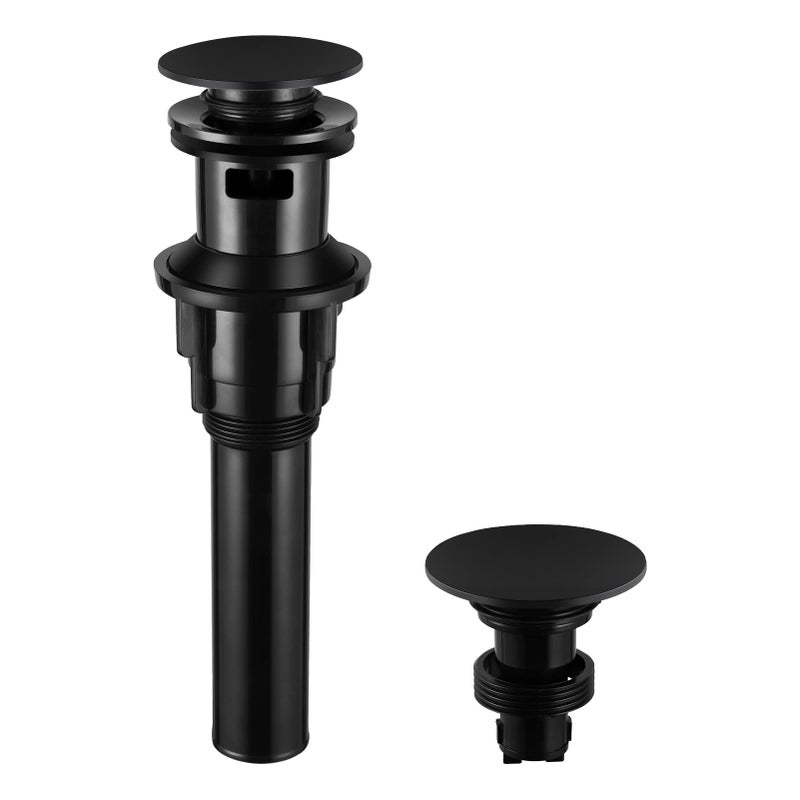 PARLOS Pop Up Drain Stopper with Overflow for Bathroom Sink Faucet Vessel Vanity, Matte Black, 20861 - Image 1